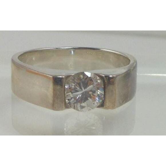 Designer BOCCO Vintage Sterling Silver Engagement Solitaire Sim Diamond Ring 8 - Picture 1 of 10